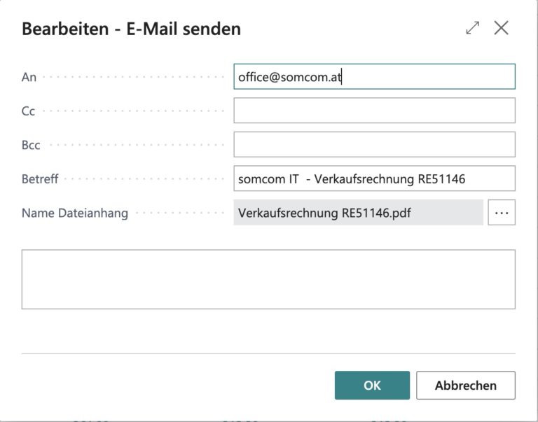 Somcom Versenden von Belegen per Mail in Business Central Web-Client – somcom IT